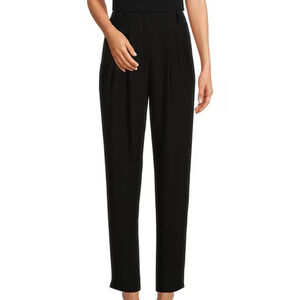 Eileen Fisher Silk Georgette Crepe Black Pants Pockets Tapered Ankle Large NWT